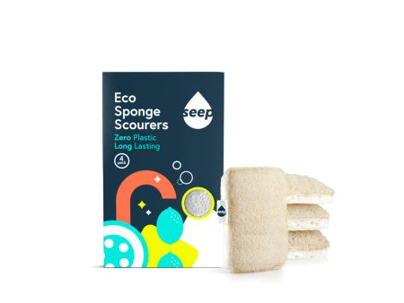 Seep Compostable Sponge with Loofah Scourer - pack of 4 on Sale