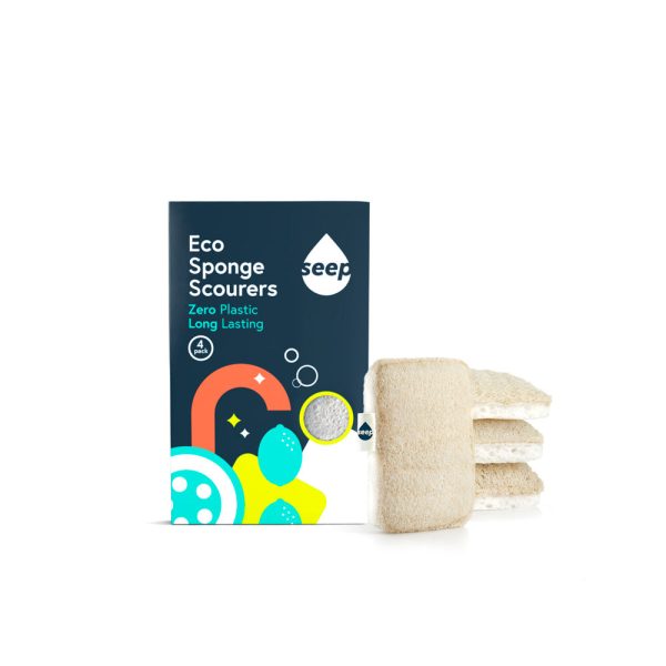 Seep Compostable Sponge with Loofah Scourer - pack of 4 on Sale