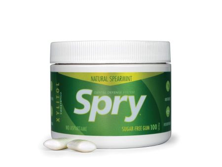 Spry Natural Spearmint  Xylitol Gum - 100 piece tub Hot on Sale