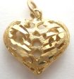 14K Diamond Cut Heart Pendant Charm Cheap