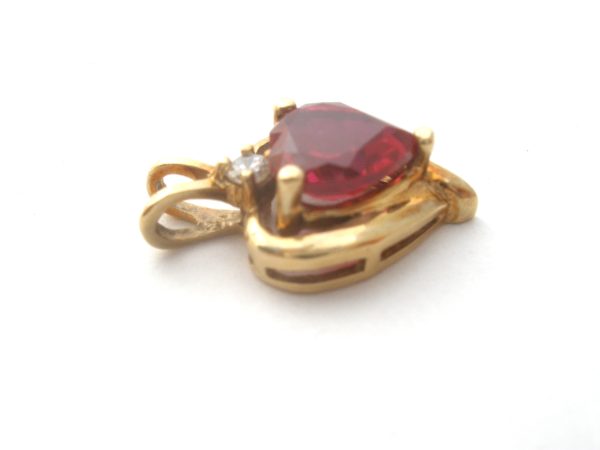 10K Gold Ruby Red CZ Pendant Vintage Hot on Sale