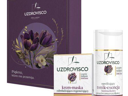 Czarny Tulipan Intense zestaw krem-maska odmładzająco-regenerujący 50ml + nawilżający tonik-esencja przeciwzmarszczkowy 150ml Online Hot Sale