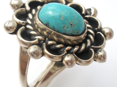 Turquoise Ring Size 5.5 Sterling Silver Vintage on Sale