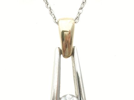 18K Gold & Platinum Diamond Pendant Necklace 19  Online