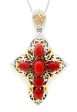 Michael Valitutti Red Coral Cross Necklace Set 925 Online Sale