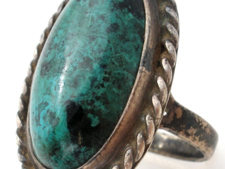 Green Turquoise Ring Sterling Silver Size 6.5 Online now