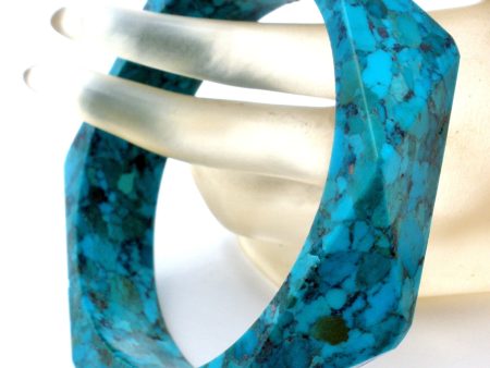 Blue & Green Turquoise Bangle Bracelet Online now