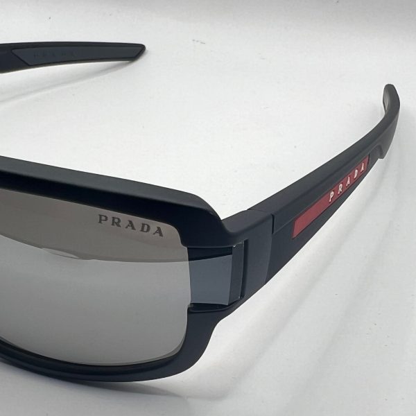 Prada SPS 03W-F DG0-08F 66mm Black Sport Sunglasses with Silver Mirrored Lenses Online now