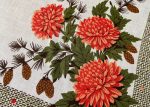 Vintage Carolyn Schnurer Chrysanthemum and Pinecone Handkerchief Fashion