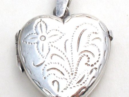 Italian Sterling Silver Etched Locket Pendant Vintage Sale