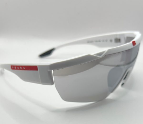 Prada Linea Rossa SPS 03X-F TWK-06F 125 2N Sunglasses - White Frame, Grey Lens For Sale