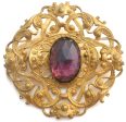 Antique Brass Brooch With Purple Rhinestone Cheap