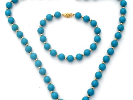 Turquoise & 14K Gold Bead Jewelry Set Online Hot Sale