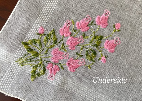 NWT Vintage Pink Rosebuds Embroidered Handkerchief Online now