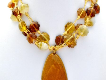 Handmade Art Glass Flower Bead Necklace Sale