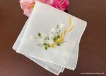 NWT Vintage White Rosebuds Yellow Bow Embroidered Handkerchief For Discount