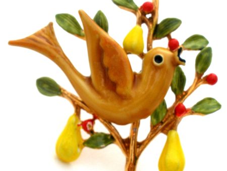 ART Partridge Bird In Pear Tree Brooch Pin Vintage Sale