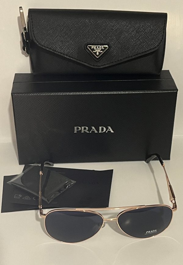 Prada PR 73ZS SVF-09T 58#14 140 Sunglasses - Rose Gold Frame, Blue Lens Cheap