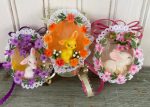 3 Handmade Real Easter Egg Diorama Ornaments Flocked Bunnies Sale