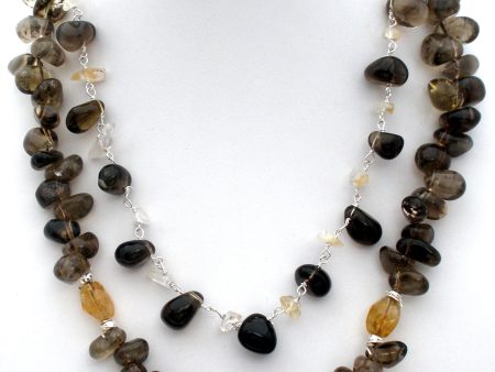 Smokey Quartz Bead Necklace 18  Long Discount