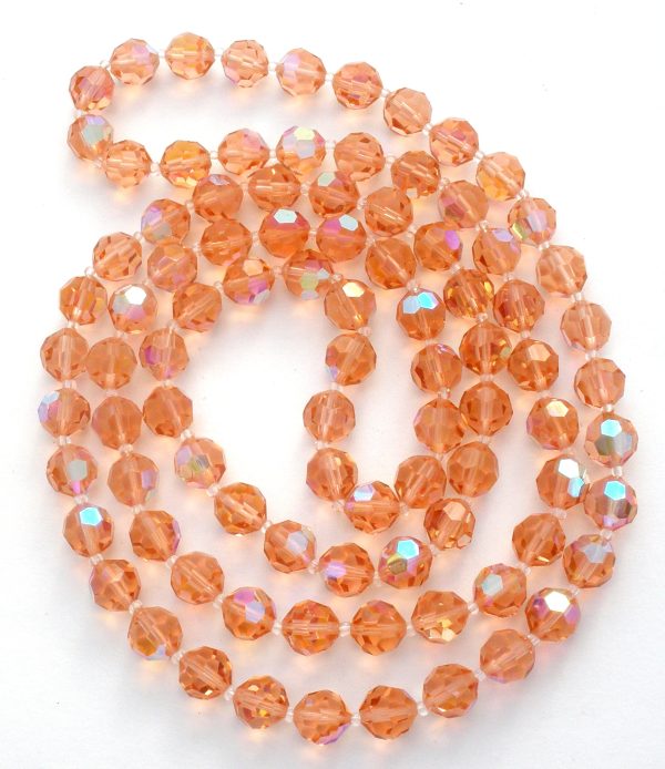 Pink Crystal Bead Necklace 42  Vintage Fashion