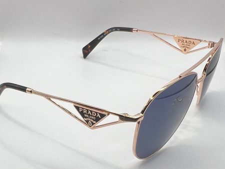 Prada PR 73ZS SVF-09T 58#14 140 Sunglasses - Rose Gold Frame, Blue Lens Cheap