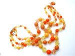 Orange & Yellow Lucite Bead Necklace Multi Strand Hot on Sale