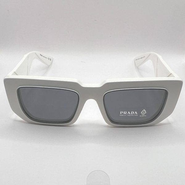 Prada SPR 11Z 461-5S0 45#17 140 3N Sunglasses - White Frame, Grey Lens For Sale