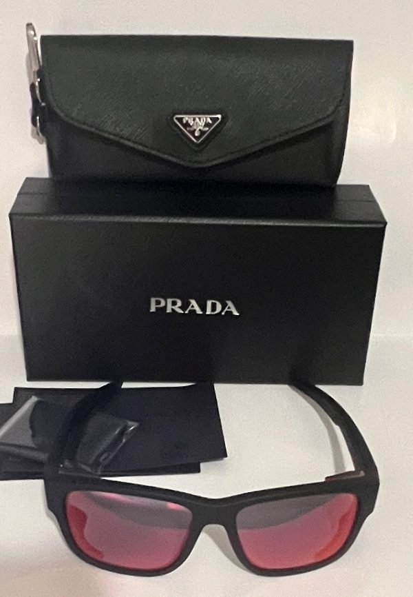 Prada SPS 07W DG0-09R 59#17 130 3N Sunglasses - Black Frame, Red Mirrored Lens Sale