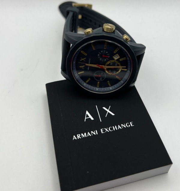 Armani Exchange Blue Chronograph Men s Watch | Gold-Tone Hands | Warranty Online Sale