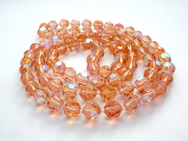 Pink Crystal Bead Necklace 42  Vintage Fashion