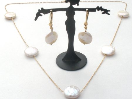 Baroque Pearl Necklace & Earrings 14K Gold Cheap