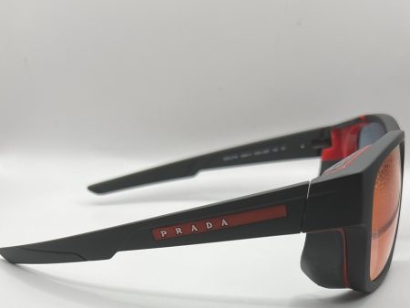 Prada SPS 07W DG0-09R 59#17 130 3N Sunglasses - Black Frame, Red Mirrored Lens Sale