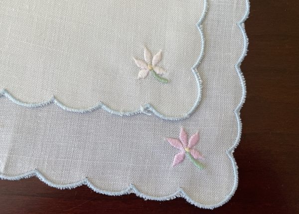 12 Vintage Floral Embroidered Linen Tea or Cocktail Napkins Online now