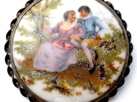 Hand Painted Victorian Couple Brooch Pin Online Hot Sale