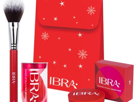 Santa Claus zestaw sypki puder transparentny + gąbka do makijażu + pędzel do pudru Hot on Sale