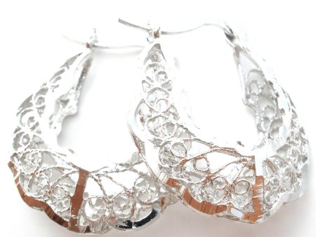 Diamond Cut Filigree Hoop Earrings For Cheap