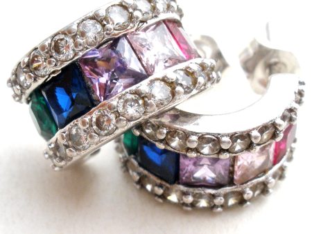 Multi Color Cubic Zirconia Hoop Earrings Fashion