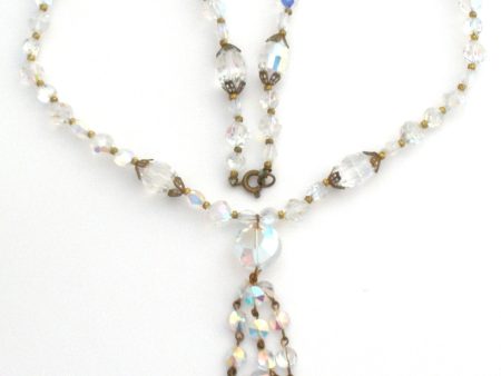 AB Crystal Bead Tassel Necklace Vintage Online now