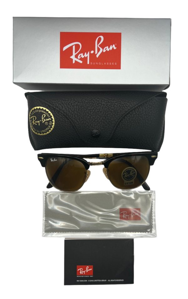 Ray-Ban Clubmaster RB2176 901-S M8 Sunglasses - Iconic Design, 51mm, Gold Accents Online Hot Sale