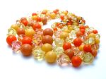 Orange & Yellow Lucite Bead Necklace Multi Strand Hot on Sale