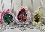 3 Vintage Hand Made Real Egg Easter Diorama Ornaments with Birds on Sale