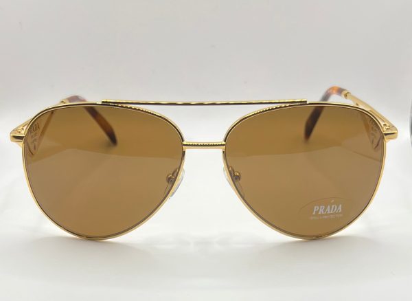 Prada PR 73ZS 5AK-01T 58#14 140 Sunglasses - Gold Frame, Brown Lens on Sale