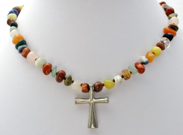 Gemstone Bead Cross Necklace Sterling Silver Online Hot Sale