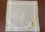 NWT Vintage White Rosebuds Yellow Bow Embroidered Handkerchief For Discount