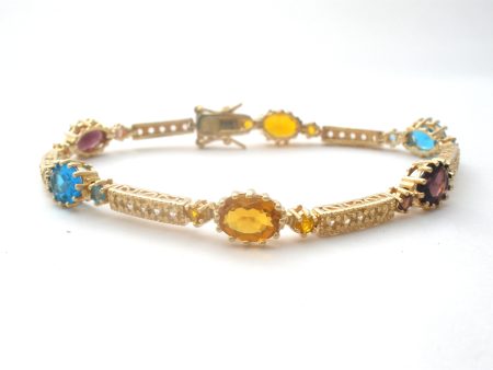 Vermeil Multi Gemstone Bracelet DL 7.25  Hot on Sale