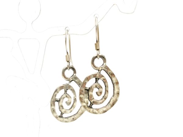 Silver Dangle Spiraling Earrings Pierced Supply