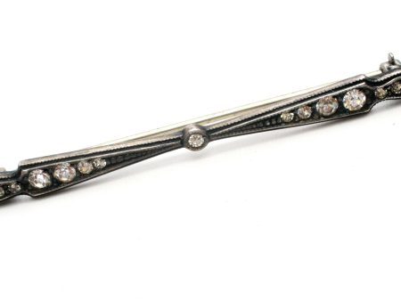 Art Deco Bar Pin Brooch with Paste Rhinestones For Discount