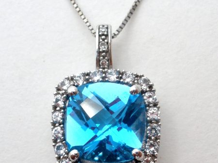 10K Blue Topaz Pendant on 14K Gold Necklace Discount