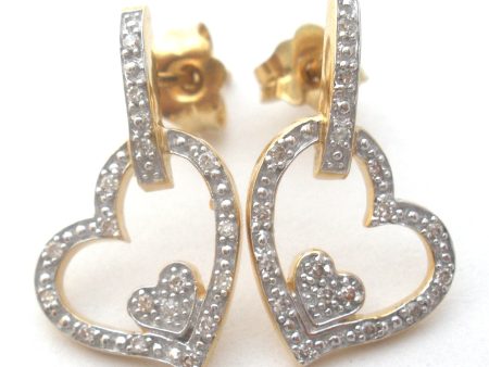 Heart Diamond Earrings 14K Gold DDB Hot on Sale